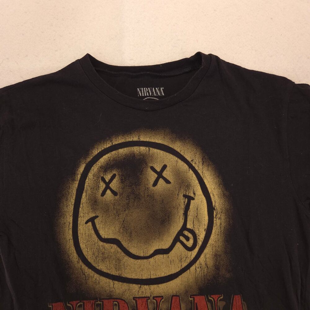 Nirvana Band Crew Neck Graphic T-Shirt Adult Mens Size Medium M Black 13903